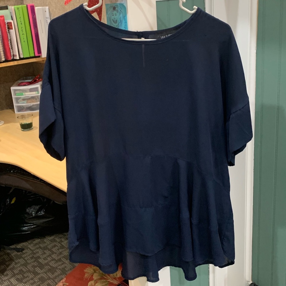 Navy Peplum Top